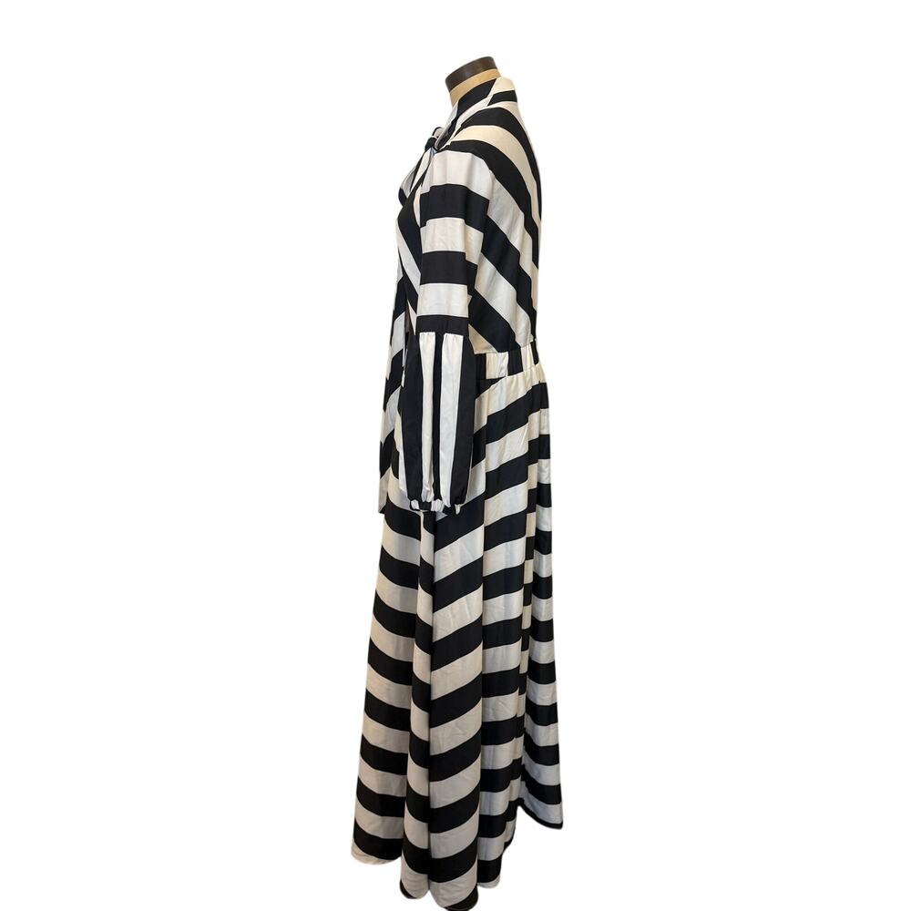 Eien Black White Striped Long Maxi Dress Glam Women L - Picture 4 of 8